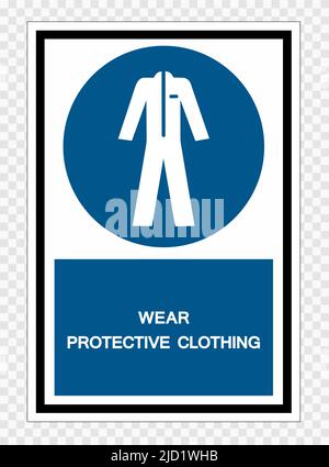 Industrial worker with safety suit mandatory use warning sign. Wear ...