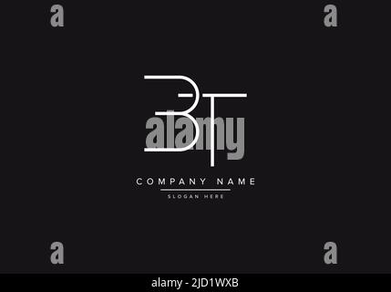 Alphabet BT illustration monogram vector logo template in classic luxury style and black background Stock Vector
