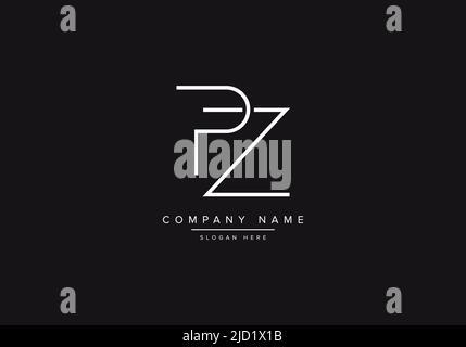 Alphabet PZ illustration monogram vector logo template in classic luxury style and black background Stock Vector