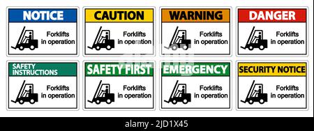 forklifts in operation Symbol Sign Isolate on transparent Background,Vector Illustration Stock Vector