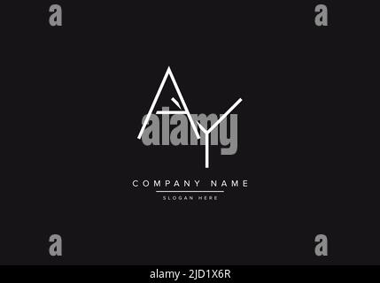 Alphabet AY illustration monogram vector logo template in classic luxury style and black background Stock Vector