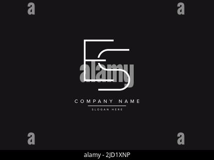 Alphabet ES illustration monogram vector logo template in classic luxury style and black background Stock Vector