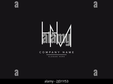 Alphabet HM illustration monogram vector logo template in classic luxury style and black background Stock Vector