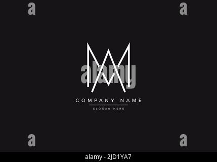 Alphabet AM illustration monogram vector logo template in classic luxury style and black background Stock Vector