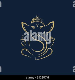 Ganesha isolated vector design in golden color Stock Vector