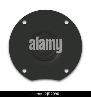 Photorealistic music speaker isolated on white background. Front view, 3D vector illustration. Stock Vector