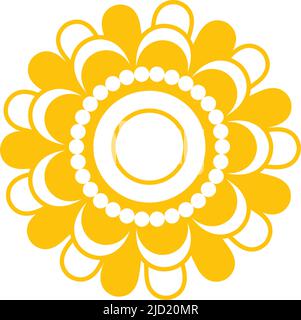 Bright yellow flower. Radial floral petal element Stock Vector