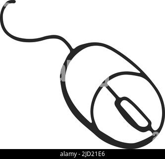 Computer mouse icon. Control device black doodle Stock Vector
