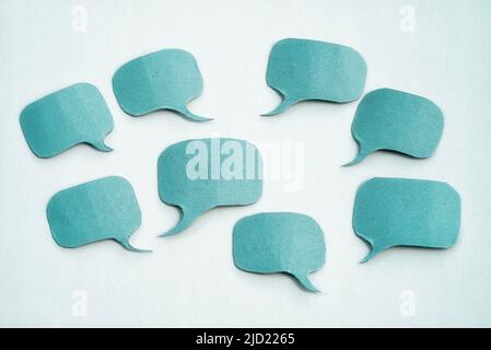Group of blue paper speech bubbles with copy space Stock Photo