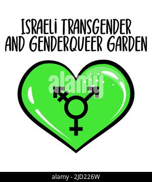 Israeli transgender and genderqueer garden - Rainbow heart sticker Pride Banner. LGBT Flag colors. Happy Pride Month Vector Illustration. LGBTQ plus c Stock Vector