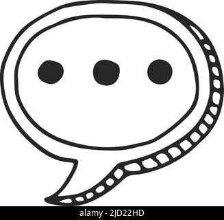 Three dots speech bubble doodle. Typing in chat sign Stock Vector