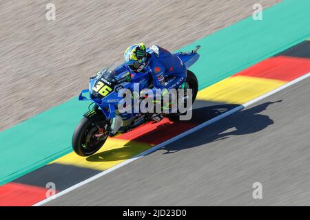 Hohenstein Ernstthal, Germany. June 17th 2022. MotoGP Liqui Moly Motorrad Grand Prix Deutschland at at Sachsenring circuit, Hohenstein-Ernstthal, Germany. Pictured: #36 Joan Mir (SPA) of Team SUZUKI ECSTAR during first practice session Credit: Piotr Zajac/Alamy Live News Stock Photo