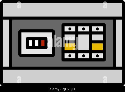 Circuit Breakers Box Icon. Editable Bold Outline With Color Fill Design. Vector Illustration. Stock Vector