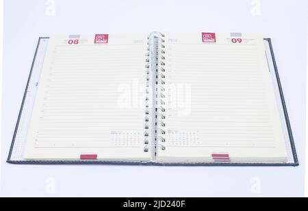 isolated open empty notebook with lined pages Stock Photo