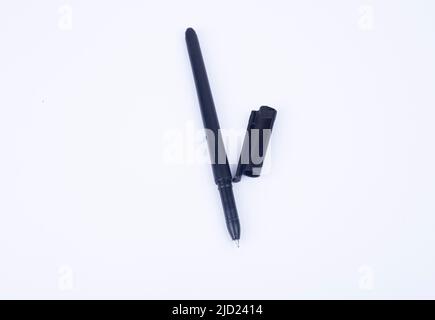 Black pen on white background Stock Photo