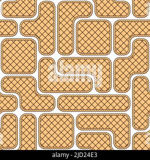 Seamless pattern with puzzles of cookies, wafer, waffle. Colored vector background. Stock Vector