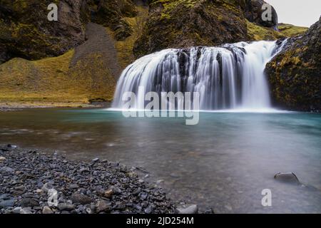 Stjornarfoss waterfall on the Stjorn River, Iceland. Stock Photo