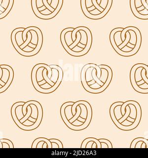 Seamless pattern with pretzel. Bakery cute hand drawn doodles repeat background Stock Vector