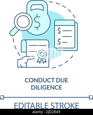 Conduct due diligence turquoise concept icon Stock Vector