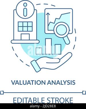 Valuation analysis turquoise concept icon Stock Vector