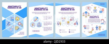 Adaptability enemies in HR blue brochure template Stock Vector
