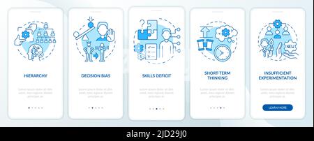 Adaptability enemies in HR blue onboarding mobile app screen Stock Vector