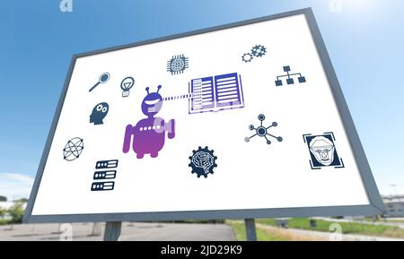 Machine learning concept drawn on a billboard Stock Photo