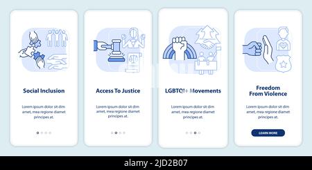 LGBT community programs light blue onboarding mobile app screen Stock Vector