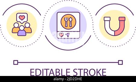 Social media campaign for restaurant loop concept icon Stock Vector