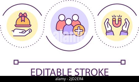 Customer loyalty program in restaurant loop concept icon Stock Vector