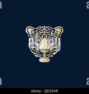Tiger Head artwork golden vector image isolated on  background Stock Vector