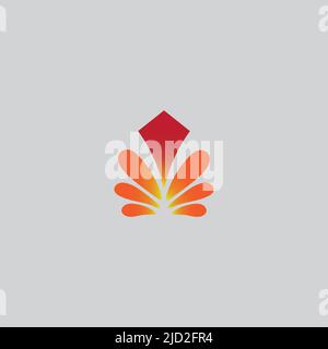 Colored flower type vector logo isolated from background Stock Vector