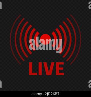 Live radio icon isolated on a black transparent background. Editable vector. Stock Vector