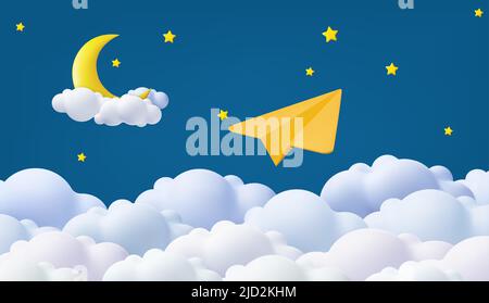 3d Good night and sweet dreams banner. Stock Vector