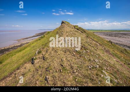 Looking east from the end of Sand Point with the Bristol Channel and Sand Bay in the background, Somerset, England Stock Photo