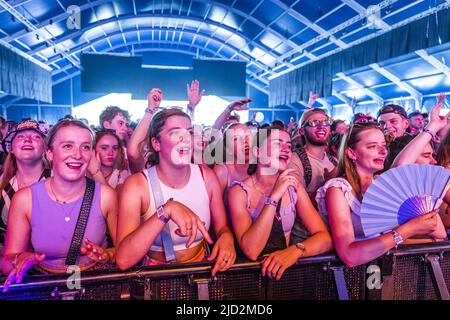 Landgraaf, Belgium. 17th June, 2022. 2022-06-17 14:40:30 LANDGRAAF - Fans of Antoon during the first day of the Pinkpop music festival. ANP MARCEL VAN HOORN netherlands out - belgium out Credit: ANP/Alamy Live News Stock Photo