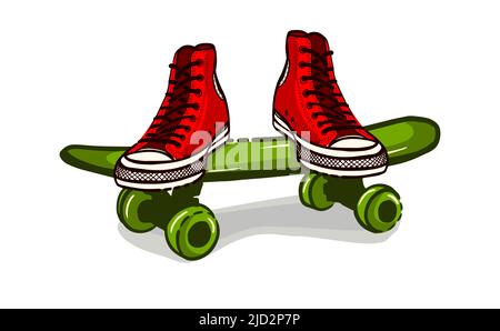 The object of sneakers on a skateboard. Vector illustration Stock Vector