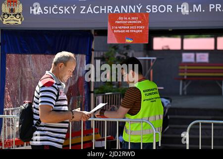 Prague, Czech Republic. 17th June, 2022. Closed regional assistance centre for Ukrainian refugees in Prague, Czech Republic, pictured on June 17, 2022. Credit: Michal Kamaryt/CTK Photo/Alamy Live News Stock Photo