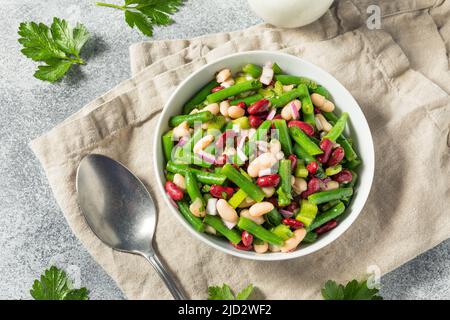 Homemade Organic Three Bean Salad with Green Kidney and Cannellini Stock Photo