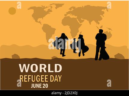 World Refugee Day 20 June with family cartoon illustration vector ...