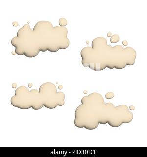Set of 4 pcs 3D clouds on a white background - 3D image Stock Photo