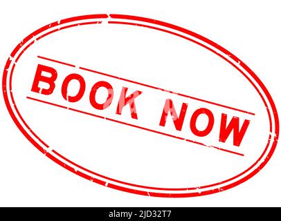 Grunge red book now word rubber seal stamp on white background Stock Vector