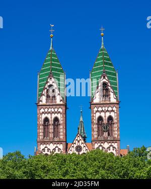 Beautiful Herz-Jesu or Heart of Jesus church in Freiburg im Breisgau city. Baden-Wuerttemberg, Germany, Europe Stock Photo