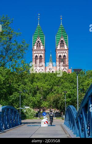 Beautiful Herz-Jesu or Heart of Jesus church in Freiburg im Breisgau city. Baden-Wuerttemberg, Germany, Europe Stock Photo