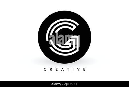 G letter logo design on a black circle. Creative White lines A letter Logo Icon Vector Illustration. Stock Vector