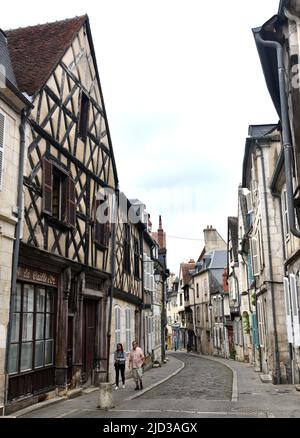Bourges (central France): half-timbered houses in rue Mirebeau street ...