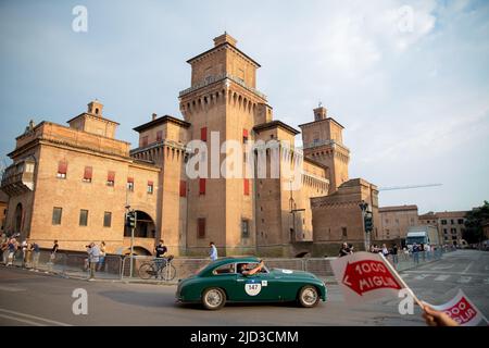 Ferrara, Italy. 15th June, 2022. (6/15/2022) The 1000 Miglia 2022 started the first stage from Brescia to Cervia-Milano Marittima with a stop in Ferrara, Italy. (Photo by Carlo Vergani/Pacific Press/Sipa USA) Credit: Sipa USA/Alamy Live News Stock Photo