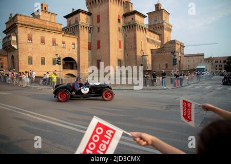 Ferrara, Italy. 15th June, 2022. (6/15/2022) The 1000 Miglia 2022 started the first stage from Brescia to Cervia-Milano Marittima with a stop in Ferrara, Italy. (Photo by Carlo Vergani/Pacific Press/Sipa USA) Credit: Sipa USA/Alamy Live News Stock Photo