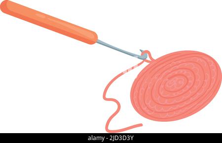 Knitting with hook craft. Crochet yarn cartoon icon isolated on white background Stock Vector