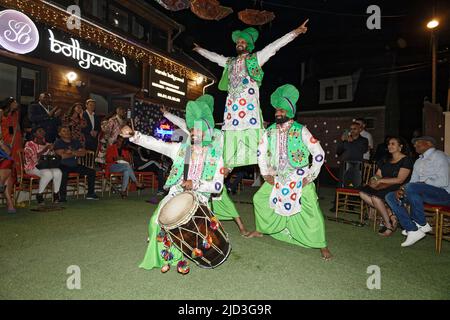 Persan, France. 16th June, 2022. Dancers perform during the Fourchette d'Or award ceremony at Escale Bollywood restaurant on June 16, 2022 in Persan. Stock Photo
